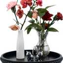 FramePro Decorative Tray 12in Round Wood Beaded - Black Serving Tray Risers for Living Room, Coffee Table, Kitchen or Farmhouse Display