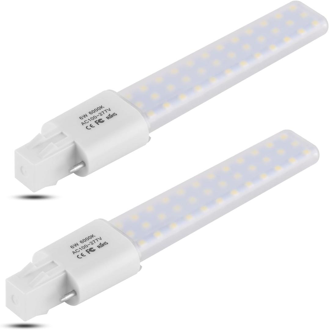 GX23 LED Light Bulb Plug and Play Replacement 13W CFL LED Stick PL Bulb GX23-2 Pin Base,360 Beam Angle, Cool White 6000K, Driven by 100-277V and CFL Ballast, 2 Pack (Cool White, GX23 6W)