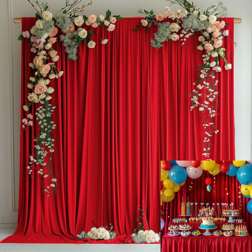 10x10FT Wedding Curtain Dark Red Backdrop Curtains for Party Wedding Ceremony Curtains Fabric Photography Backdrop 5x10ft, 2 Panel KUNS057 (01#)