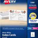 Avery Printable Index Cards, Sure Feed Technology, 3" x 5", Matte White, Laser & Inkjet Compatible, 150 Blank Cards Total, Great for Product Branding, Marketing, and More (5388)