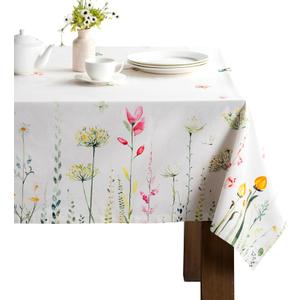 Maison d' Hermine Table Cloth Square Table 100% Cotton 60 x 60 Inches Tablecloth Reusable Decorative for Dining Kitchen Room Farmhouse Home Gifts for Mothers Day Spring Summer - Botanical Fresh