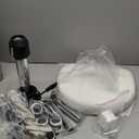 White 6-Square Lattice PU Swivel Stool with Wheel for Work SPA Shop Massage Height-Adjustable and Cost-Effective Rolling Stool Chair