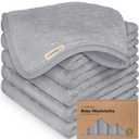 6-Pack Soft Baby Washcloths, Viscose from Bamboo - Kids, Newborn Bath Towels, Infant Shower, Toddler Reusable Face Towel, Gentle on Skin, Face Wash Cloths for Babies, 10x10 (Cool Gray)