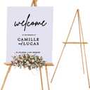 Falling in Art 65" A-Frame Tripod Easel Stand, Wooden Display Easel with Adjustable Canvas Holder, Floor Easel for Wedding Signs, Posters, Paintings, Artwork(Natural)