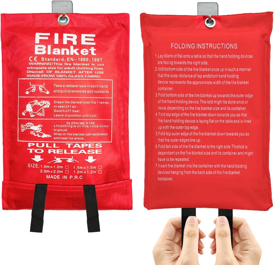 JSE Emergency Fire Blanket for Home, 2 Pack Kitchen Fire Blankets 40″ X 40″, House Flame Retardant Blankets Upgraded Thickened