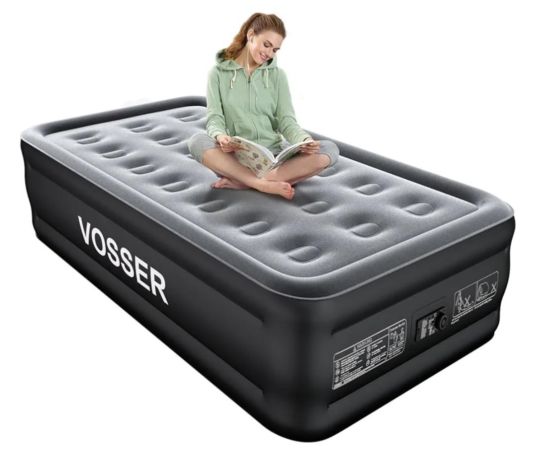 Air Mattress Twin with Built in Pump,18” Raised Blow Up Mattress,Inflatable Mattress in 2 Mins,Single Twin Size Air Mattress for Home,Floor&Camping, Air Bed for Adults,330LB Max,Black