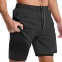 Aolesy Men's 5''/7'' Running Shorts Quick Dry Workout Gym Shorts with Pockets, Tennis Training AthleticLinerless & Liner (X-Large, Black)