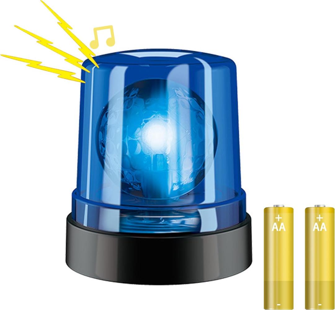 Blue Police Beacon Light Toy,Spinning Effects&Realistic Siren Sounds, Perfect for Pretend Police Play, for Kids Age 3+