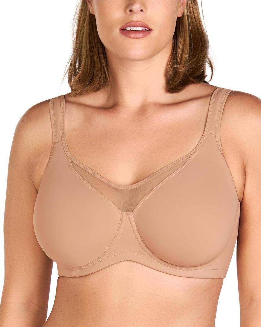 HSIA Minimizer Bras for Women Plus Size, Full Coverage Coolcomfort T Shirt Unlined Bra with Underwire for Heavy Breast (40D, Blush)