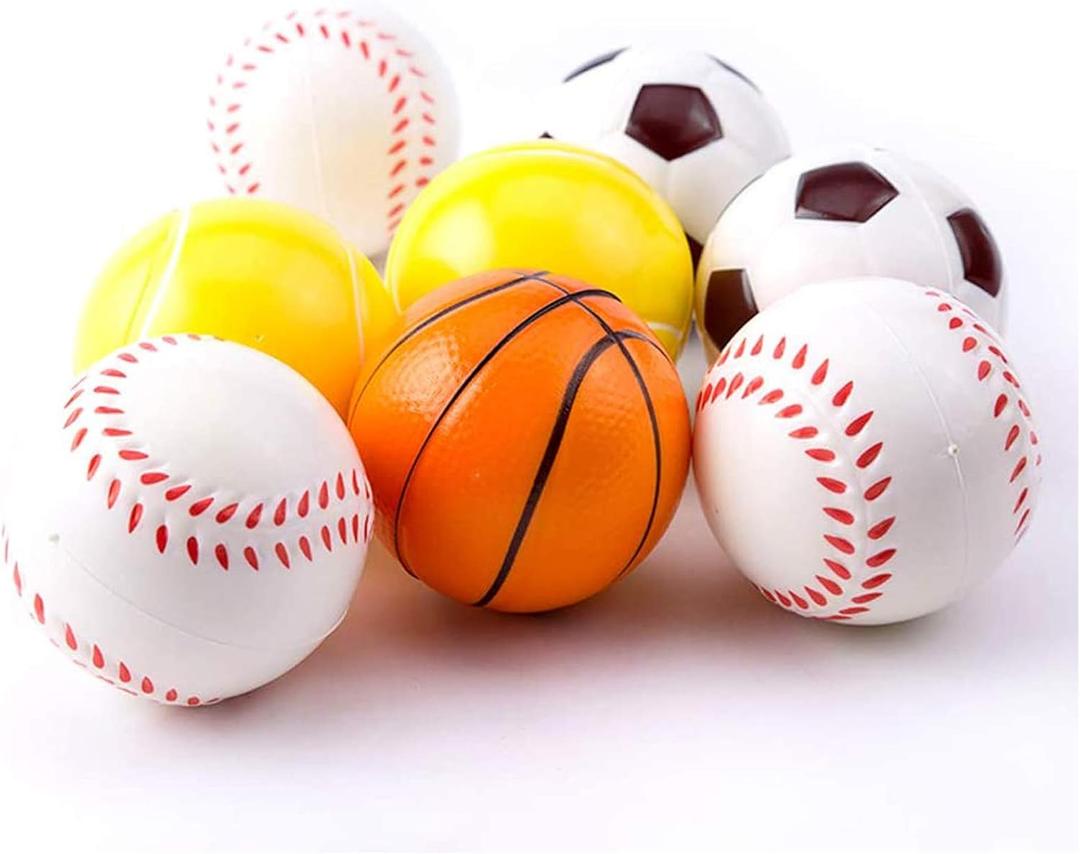 24 Pack | 2.5 inchs Foam Sports Balls Mini Stress Balls Soccer Ball Basketball Tennis Baseball Squishies - Pressure Relieving Health Balls (Multicolored)