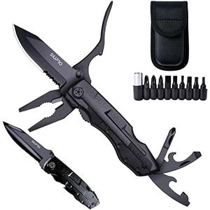 Multitool Pocket Knife for Men, Tactical Folding Multi Tool, Multipurpose Utility Plier Set, Camping, Survival, Hiking Gear, Screwdriver Kit, Mens Gifts Idea