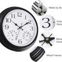 15 Inch Outdoor Clock, Black Metal-Frame Outdoor Clocks Waterproof, Silent Outdoor Wall Clock for Garden Patio Pool