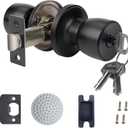 Doorknob with Key Matte Black Round Ball Door Knob Passage Door Privacy Locking Interior/Exterior Door Knob/Berlin Series Lock for Room Door