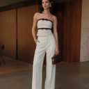 Dress Pants for Women Work Pants Wide Leg Pull On Stretchy Business Casual Trousers High Waisted Slacks with Pockets (White, L)