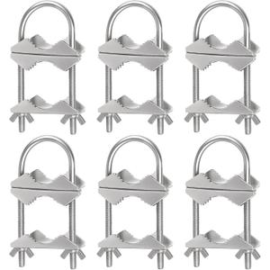 Dual Antenna Mast Clamp, Galvanized Iron U-Bolt Mounting Bracket for Antennas, Surveillance Poles, Outdoor Equipment, and Flagpoles 6PCS