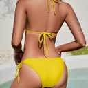 Women String Bikini Set Halter Side Tie Two Piece Swimsuit Triangle Bathing Suits (Yellow, M)