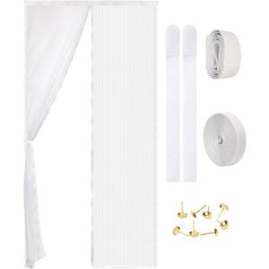 Magnetic Screen Door - Self Sealing, Heavy Duty, Hands Free Mesh Partition Keeps Bugs Out Let Breeze in- Pet and Kid Friendly - Keep Open Feature (White, Fit Door Size 38 x 82 Inch)