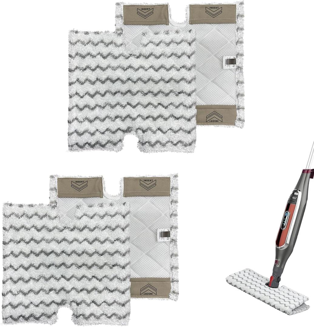 4 Pack Steam Mop Pads for Shark Lift-Away Pro Genius S3973, S3973D, S3973WM, S5002Q, S5003A, S5003D, S5004, S6001W, S6002, S6002C, S6003D, S6003W Touch-Free Dirt Grip Washable Replacement Mop Pads