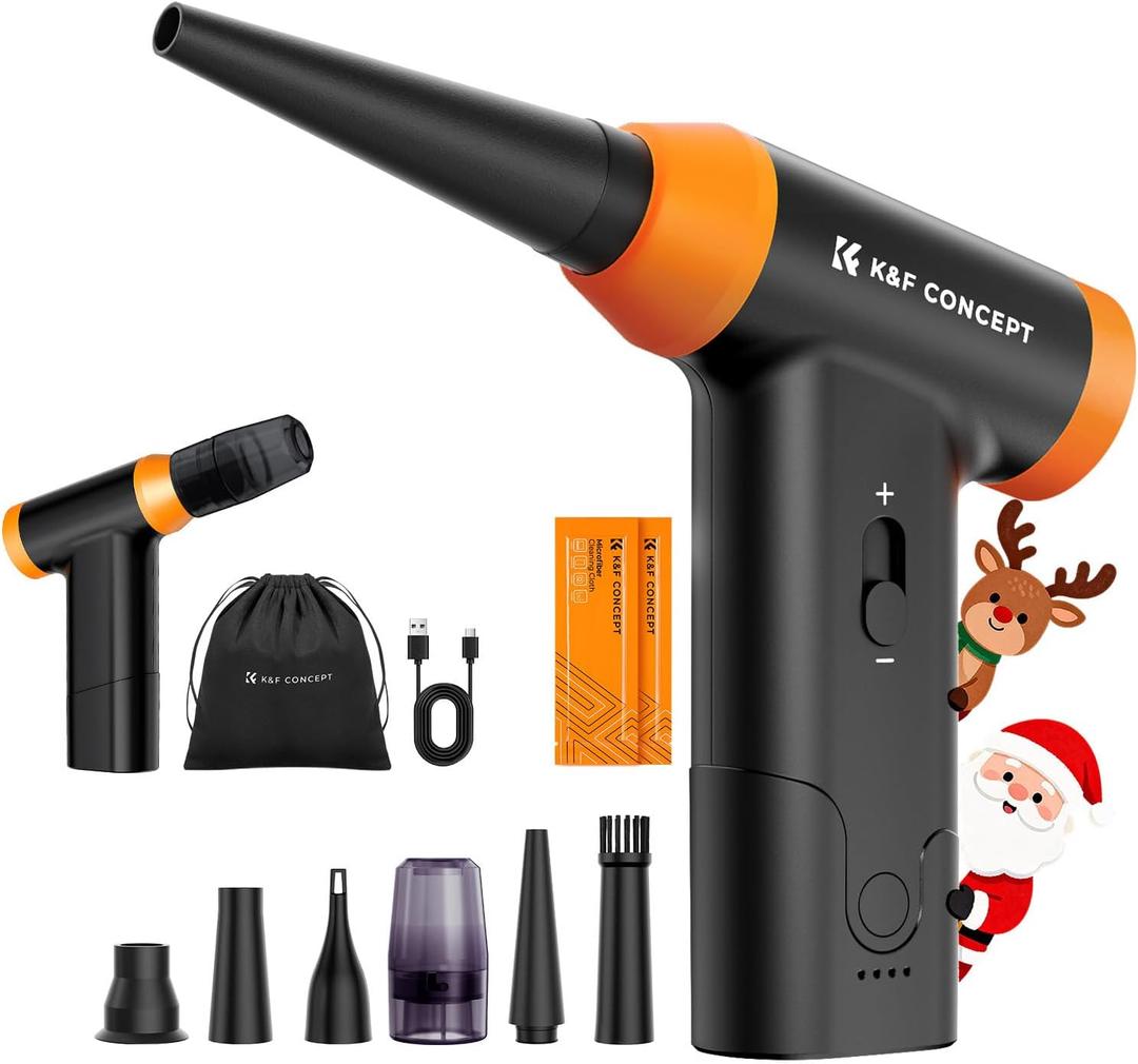 K&F Concept Blower & Suction 2 in 1 Compressed Air Duster, 150000RPM Super Power Electric Air Duster, Stepless Speed Regulation, Portable Dust Blower for Computer, Keyboard, House, Outdoor and Car