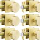 Goldenwarm Gold Closet Door Knobs, Zinc Alloy Square Ball Brushed Gold Passage Door Knobs for Hallways, Kitchens, Heavy Duty Passage Door Knob Bulk - Modern & Stylish(6 Pack)