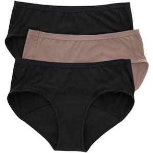 Hanes Comfort, Women's Period Underwear, Moderate Leaks Protection, Washable Hipster Panties, 3-Pack XL