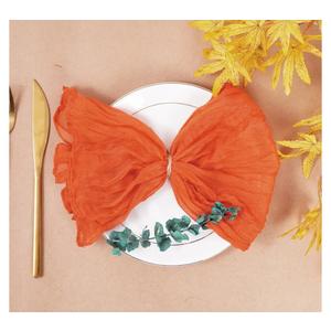 Nydotd 6pcs Fall Cheesecloth Napkins Thanksgiving Boho Dinner Napkins Wrinkled Rustic Linen Table Decorative Cloth Napkins for Wedding Party Baby Shower Family 20 x 20 Inch (Orange)