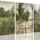 IBHJSART Framed Canvas Vintage Wall Art,Landscape Decor Prints,Set of 3 Nature Countryside Art Retro Painting Fields Tranquil Pictures Artwork Rustic for Living Room Bedroom Bathroom (12"x16")