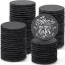 72 PCS Round Slate Coasters Bulk, MAPRIAL 4 Inch Black Handmade Rustic Rock Stone Drink Coaster for Laser Engraving, Etching, Engravable Blanks Material for Engraver, Crafts, Gifts