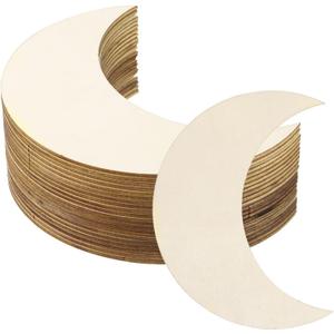 PATIKIL 5"x2" Wooden Moon, 20 Pack Unfinished Wood Moon Blank Wooden Cutouts Ornaments Natural Wood Pieces for Christmas Party Craft Projects