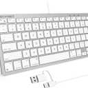 TECKNET Wired Keyboard for MacOS Devices with Dual Interface, Slim Mac Keyboard, Comfortable Ergonomic Typing Angle & Stable Connection for PC/Laptop, Compatible with MacBook, iMac, Mac mini/Pro