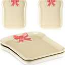 LemonRoad 2 Pack Bow Plate Jewelry Trays Pink Jewelry Organizer for Storage, Rings, Bracelets, Earrings, Cosmetics