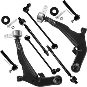SCITOO 8pcs Front Suspension Kit Lower Control Arm w/Ball Joint Sway Bar Inner Outer Tie Rod End fit for Nissan for Murano 2005 2006 2007 S SE SL 3.5L K620559 K620558 K80256 K80255