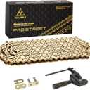 420H Motorcycle Chain 132 Links Non O-Ring with Connecting Master Link and Chain Breaker Heavy Duty Drive Chain for Motorcycle Bicycle Go Kart Mini Trail Bike