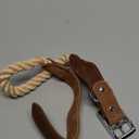 Mile High Life Rope Dog Collar | Durable Braided Cotton Rope Collars | Genuine Leather Dog Collar w Metal Pin Buckle | Classic Puppy Collars for Large Dog (Light Brown) (Large, Pack of 1)