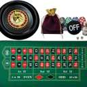 Roulette Wheel Game Set with 16" Black Wheel & 35"x18" Green Mat - Casino Tabletop Party Game for Adults, Families, Friends, Portable Casino Night Set, Premium Gift Ideas, Ages 14 and Up, Small