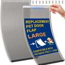 2 Pack Large Dog Door Replacement Flaps with 1 Aluminium Alloy Replacement Bracket, Compatible with Petsafe Freedom Doggie Doors, PAC11-11039 10 1/8" X 16 7/8" -with Screws(Smoky Translucent)