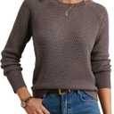 GRACE KARIN Women's Fall Knit Sweater Top, Long Sleeve Merino Wool Blend Pullover, Casual Crewneck Waffle Clothes 2025 (Brown, S)