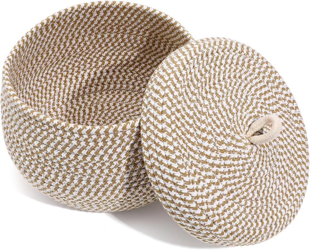 Hemoton Rope Storage Basket Lidded Basket Nursery Storage Container Rattan Storage Basket Wicker Basket with Lid Decor Multifunctional Storage Baskets Baby Diaper Rack Cotton Rope Cute