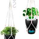 2-Pack 5.7-Inch Self-Watering Hanging Planters for Indoor & Outdoor Plants,34Inch Macrame Hanger Plant Pots Indoor with Drainage,Small Hanging Planters & Baskets,With Two Sets of HooksPure black