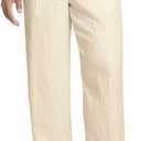 COOFANDY Men's Linen Pants Casual Beach Summer Pant Elastic Waist Drawstring Lightweight Trousers (Medium)