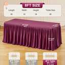 2 Packs Burgundy Polyester Table Clothes for 8 Foot Rectangle Tables, Wrinkle Free Fitted Table Cover 8ft Stretch Tablecloths with Skirt for Parties Weddings Birthday Banquet Baby Shower