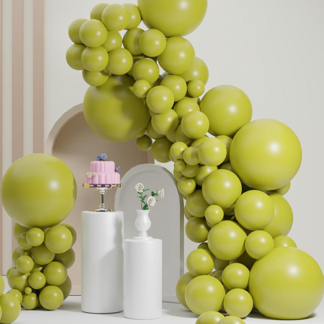 Yellow Green Balloons, Double Stuffed Balloon Arch, 18 12 10 5 Inch Different Sizes for Baby Shower, Safari Party, Gender Reveal, Bridal Shower (Mustard Yellow)