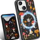Toycamp for iPhone 15 Plus Case - Compatible with Magsafe Credit Card Holder Wallet Magnetic Cute Women Teen Girls Kawaii Girly Unique Design Phone Cover for Apple 15 Plus 6.7" (Mushroon)