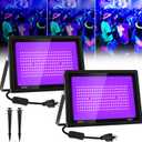 T-SUN 200W Black Lights Outdoor, 3 Brightness Modes Black Light Flood Light with Plug, Halloween Blacklight, IP66 Waterproof LED Flood Light for Glow Party Body Paint Poster Stage