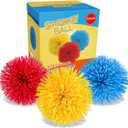 3 Pack Large Stringy Balls, 4 Inch Stretchy Silicone Sensory Toss Balls for Kids & Adults, Soft Fidget Stress Relief Toy, 90s Retro Toys, Easter Basket Stuffers, Party Favors (Red Yellow Blue)