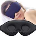 MABAO Sleep Mask for Side Sleeper, Eye Mask for Sleeping Women Men, 3D Contoured Cup No Eye Pressure 100% Light Blocking Sleeping Mask with Adjustable Strap Night Blindfold Flight, Travel, Nap, Blue