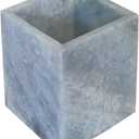 Natural Marble Stone Square Storage Container Empty Vessel Holder Cup for Candle/Pens/Sundries items (Blue Crystal Marble)