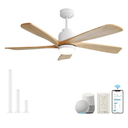Sofucor Smart Ceiling Fan with Lights, 52 Inch Mordern Wood Ceiling Fan Working with Alexa/Google/App, for Indoor Farmhouse Bedroom Living Room Outdoor Patio Porch, Reversible DC Motor