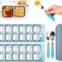 12 Pack Stainless Steel Snack Containers with Silicone Lids, Grab and Go Stainless Steel Double Compartment Lunch Box Reusable Home, Travel With 100PCS Mini Bamboo Forks