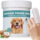 Pack of 2, No Pawblems Natural Ear Wipes Finger for Dogs & Cats Comfy Finger Design | Clean Ear Wax, Debris & Dirt Gently | 50 Count Pack (Coconut Scent)